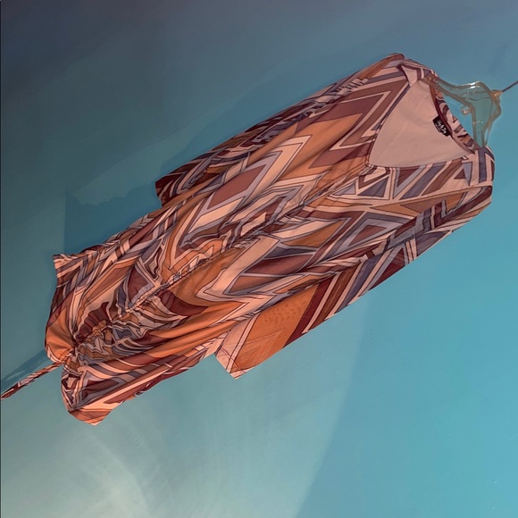 Jolie&Joy brown and tan chevron women’s dress  size large - Picture 2 of 12